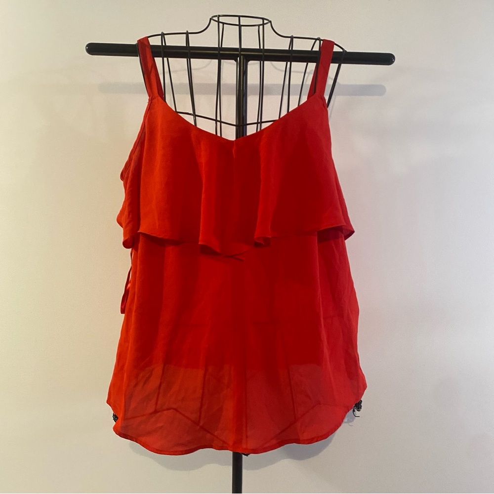 7th Avenue New York & Co. Layered Sleeves Red Top 
Size L